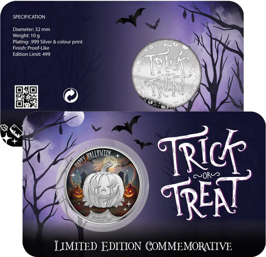 Trick or Treat Happy Halloween Coloured Medal