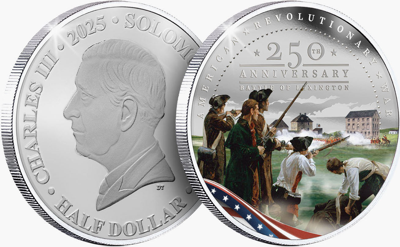Solomon Islands 2025 Half Dollar 250th Anniversary of America Revolutionary War Coloured Uncirculated Coin