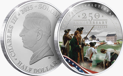 Solomon Islands 2025 Half Dollar 250th Anniversary of America Revolutionary War Coloured Uncirculated Coin
