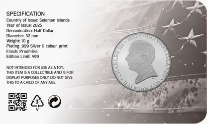 Solomon Islands 2025 Half Dollar 250th Anniversary of America Revolutionary War Coloured Uncirculated Coin