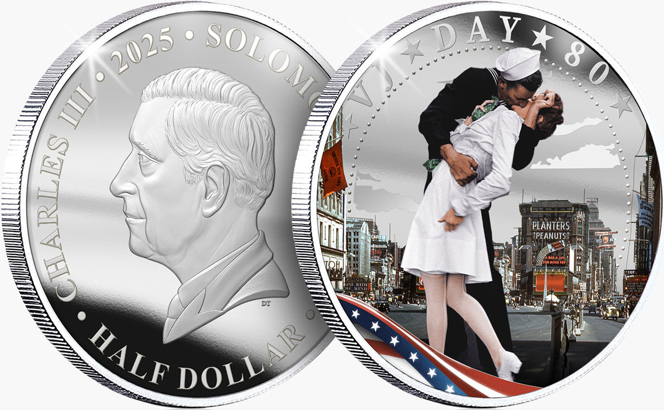 Solomon Islands 2025 Half Dollar Victory Over Japan 80th Anniversary Coloured Uncirculated Coin