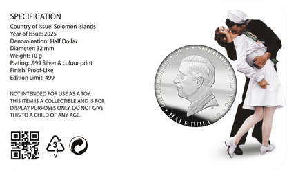 Solomon Islands 2025 Half Dollar Victory Over Japan 80th Anniversary Coloured Uncirculated Coin