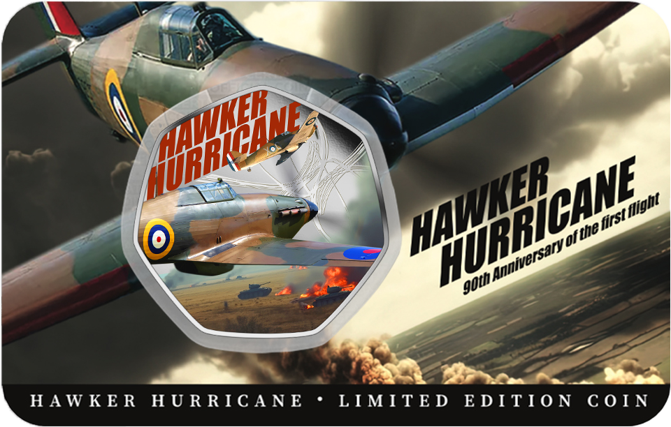 Solomon Islands 2026 50c Hawker Hurricane 90th Anniversary of The First Flight Coloured Uncirculated Coin