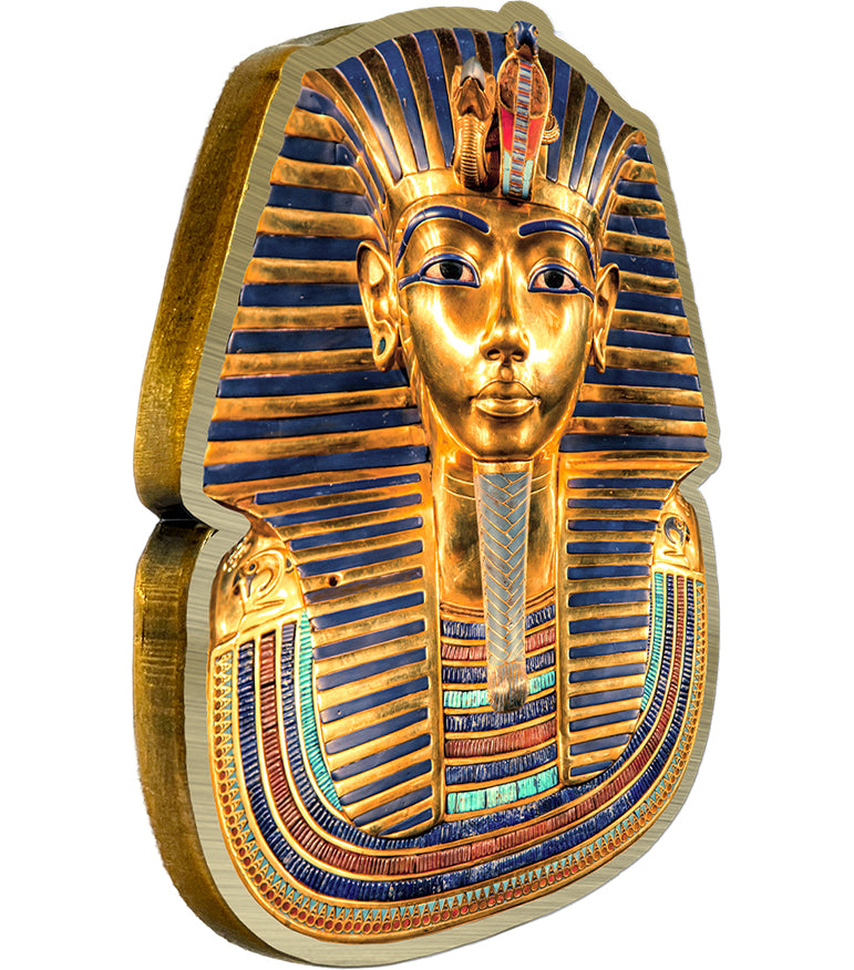 Solomon Islands 2025 50c Tutankhamun Death Mask 100th Anniversary Gold Plated Antiqued Shaped Coin
