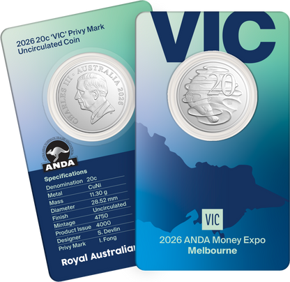 2026 20c ANDA Melbourne State Series 'VIC' Privy Mark Uncirculated Coin
