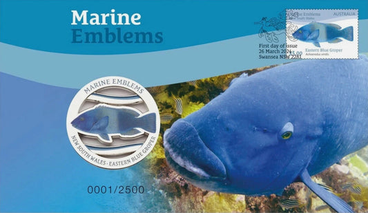 2024 Marine Emblems New South Wales Eastern Blue Groper Medallion PNC