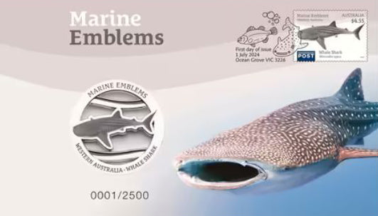 2024 Marine Emblems Western Australia Whale Shark Medallion PNC