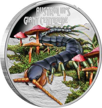 Tuvalu 2026 $1 Deadly and Dangerous Giant Centipede 1oz Silver Coloured Proof Coin