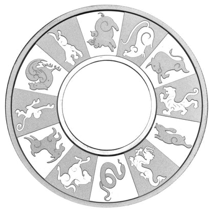 2007 $ Lunar New Year Twelve Year Cycle Selectively Gold Plated Holey Dollar and Dump 1oz Silver Proof Coin