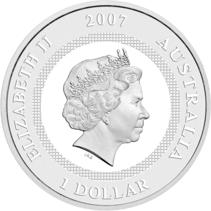 2007 $1 Lunar Year of The Pig 1oz Silver Coloured Lenticular Proof Coin
