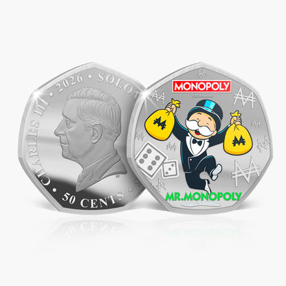 Solomon Islands 2025 50c Monopoly Legends of The Board Coloured Uncirculated 6 Coin Set