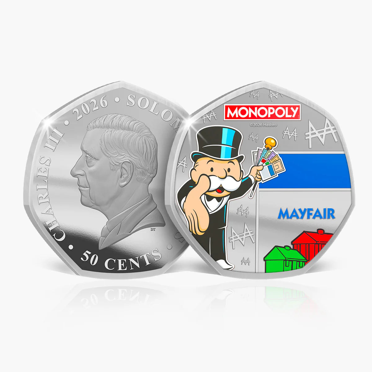Solomon Islands 2025 50c Monopoly Legends of The Board Coloured Uncirculated 6 Coin Set