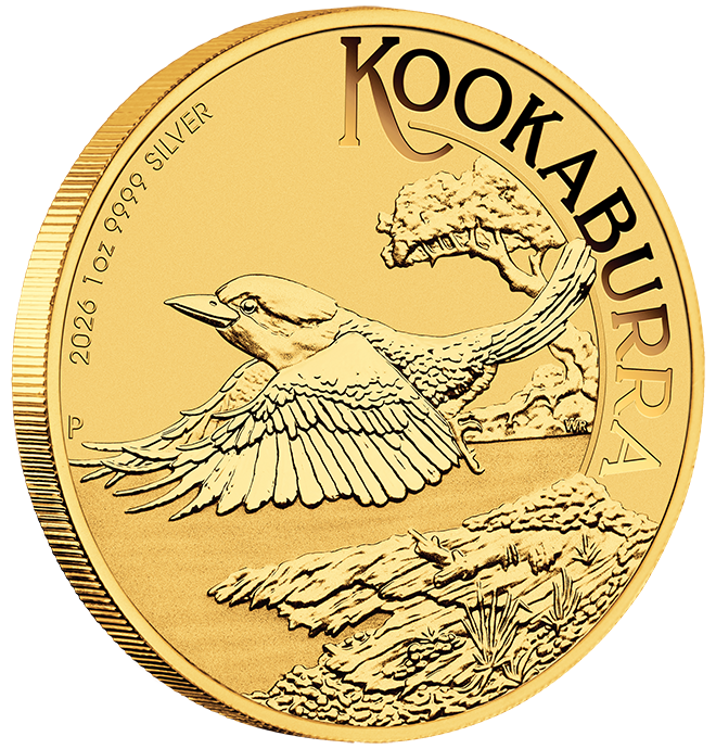 2026 $1 ANDA Perth Australian Kookaburra Gold Plated 1oz Silver Uncirculated Coin