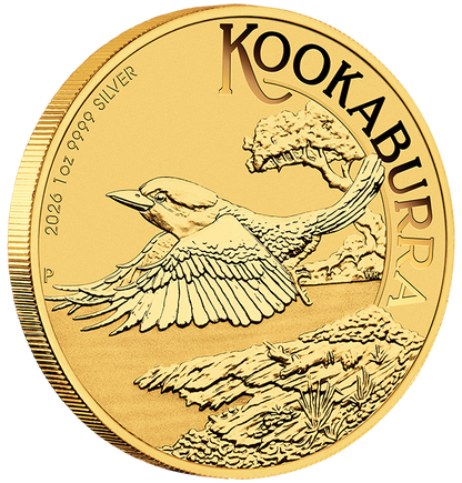 2026 $1 ANDA Perth Australian Kookaburra Gold Plated 1oz Silver Uncirculated Coin