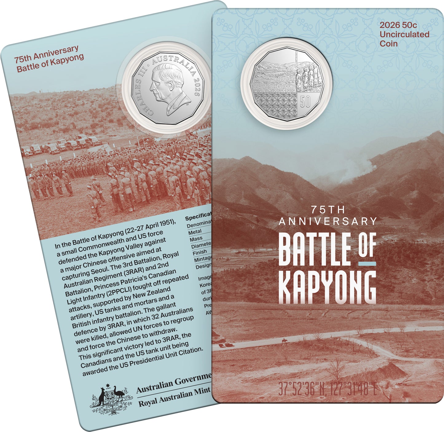 2026 50c 75th Anniversary Battle of Kapyong Uncirculated Coin