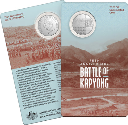 2026 50c 75th Anniversary Battle of Kapyong Uncirculated Coin