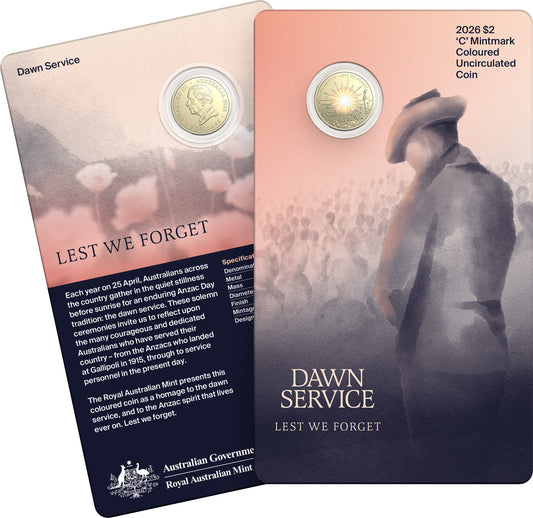 2026 $2 Dawn Service 'C' Mintmark Coloured Uncirculated Coin