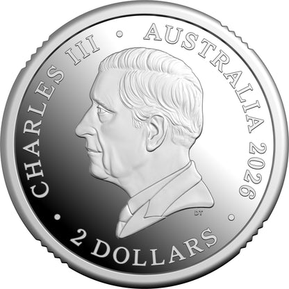 2026 $2 Dawn Service 'C' Mintmark Silver Coloured Proof Coin