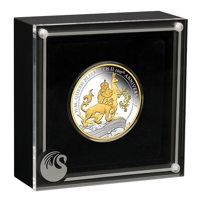 2026 $1 100th Anniversary of HM Queen Elizabeth Selectively Gold Plated 1oz Silver Proof Coin