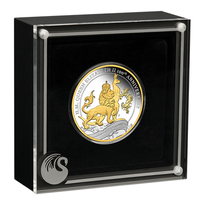 2026 $1 100th Anniversary of HM Queen Elizabeth Selectively Gold Plated 1oz Silver Proof Coin
