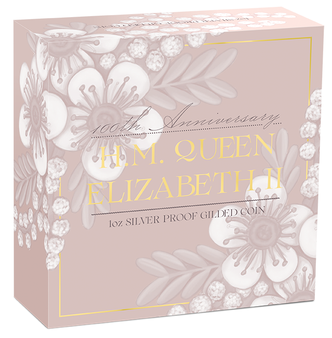 2026 $1 100th Anniversary of HM Queen Elizabeth Selectively Gold Plated 1oz Silver Proof Coin