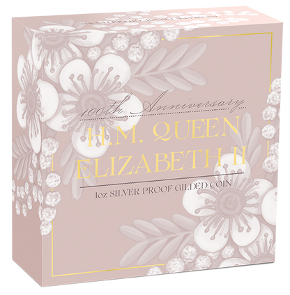 2026 $1 100th Anniversary of HM Queen Elizabeth Selectively Gold Plated 1oz Silver Proof Coin