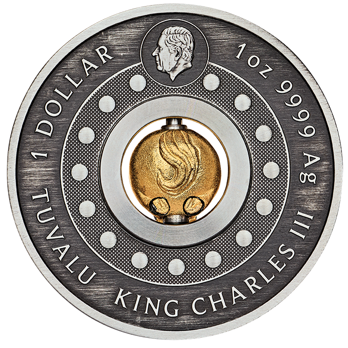Tuvalu 2026 $1 Lunar Year of The Horse Rotating Charm 1oz Silver Antiqued Coin