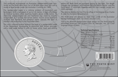 2026 $1 Australian Wedge-Tailed Eagle 1oz Silver Coloured Uncirculated Coin