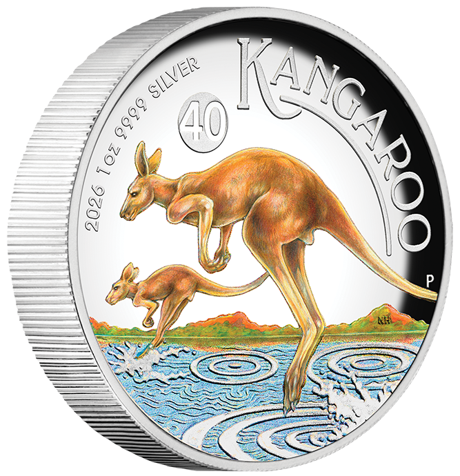 2026 $1 Australian Kangaroo 1oz Silver Coloured High Relief Proof Coin