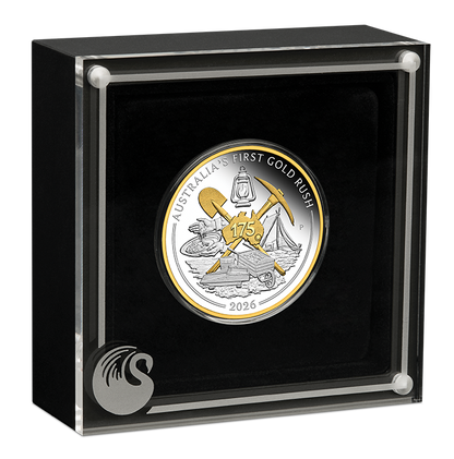 2026 $1 Australia's First Gold Rush 175th Anniversary Selectively Gold Plated 1oz Silver Proof Coin