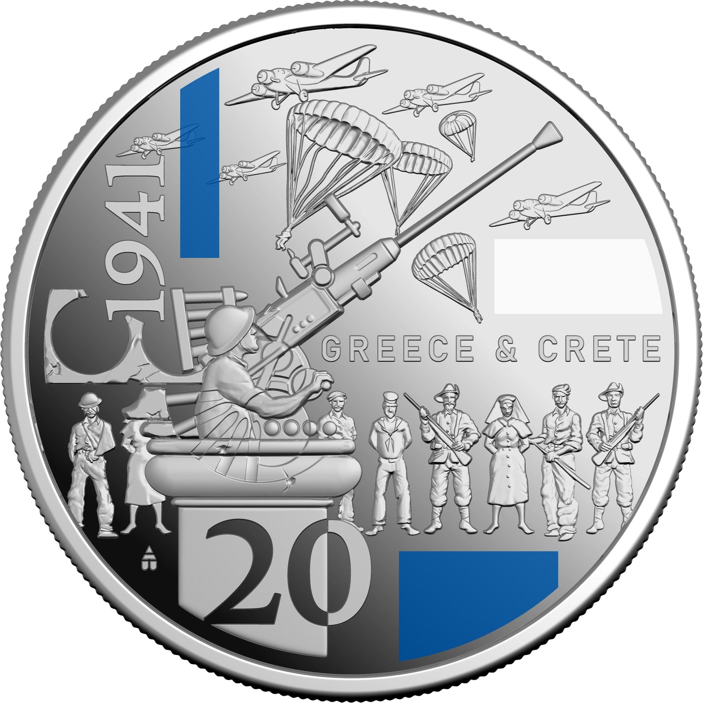 2026 20c 1941 Service Amid Strife Silver Coloured Proof 3 Coin Set