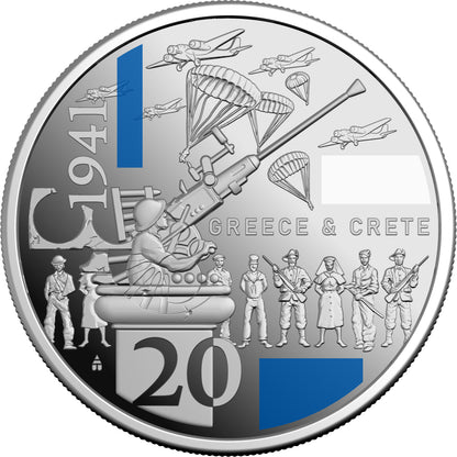2026 20c 1941 Service Amid Strife Silver Coloured Proof 3 Coin Set