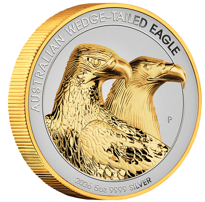 2026 $8 Australian Wedge-Tailed Eagle Selectively Gold Plated 5oz Silver High Relief Reverse Proof Coin