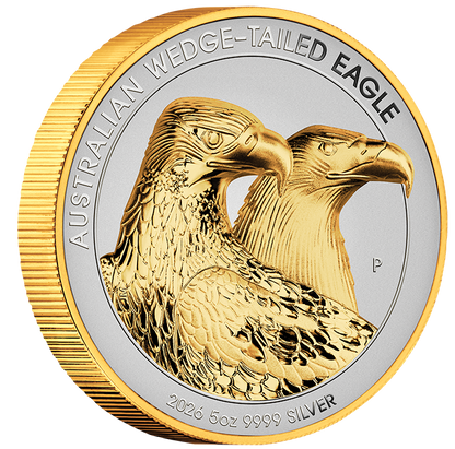 2026 $8 Australian Wedge-Tailed Eagle Selectively Gold Plated 5oz Silver High Relief Reverse Proof Coin