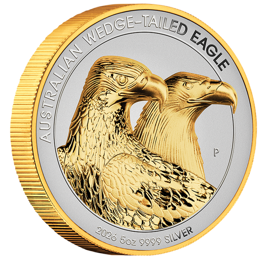 2026 $8 Australian Wedge-Tailed Eagle Selectively Gold Plated 5oz Silver High Relief Reverse Proof Coin