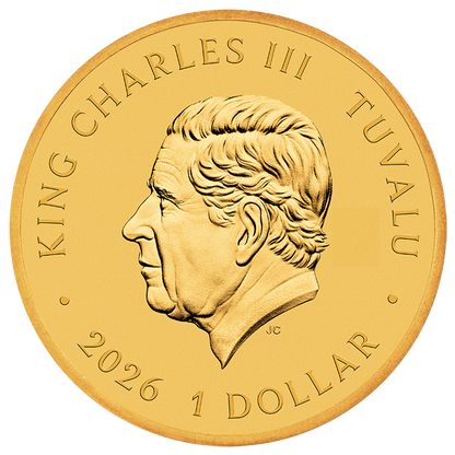 Tuvalu 2026 $1 Stranger Things Hawkins Gold Plated Coloured Uncirculated Coin