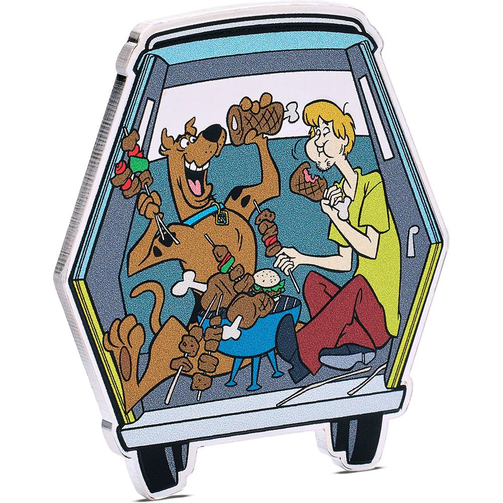 NZ 2024 $2 Scooby Doo All You Can Eat 1oz Silver Coloured Shaped Coin