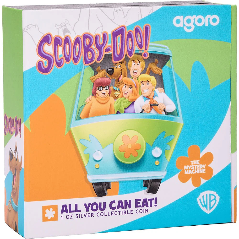 NZ 2024 $2 Scooby Doo All You Can Eat 1oz Silver Coloured Shaped Coin