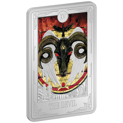 Niue 2024 $2 Tarot Cards The Devil 1oz Silver Coloured Proof Rectangle Coin