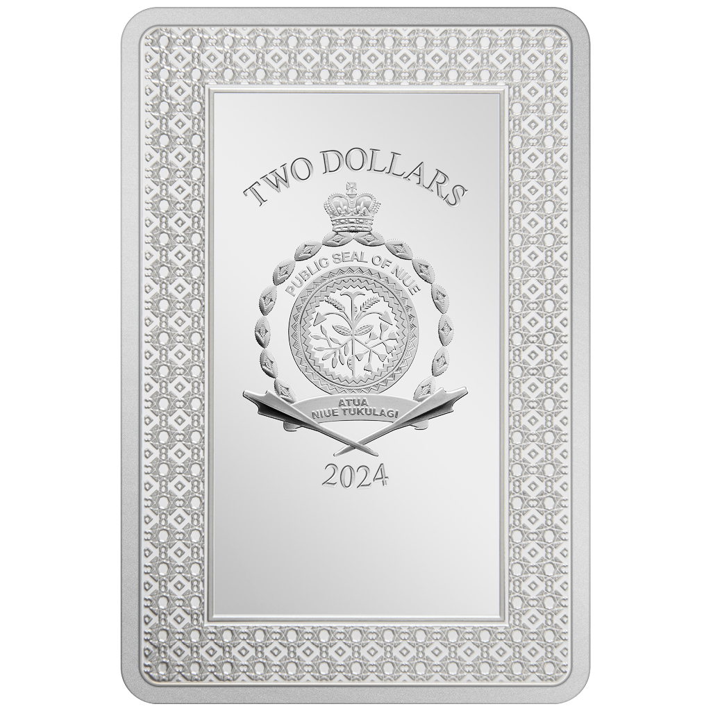 Niue 2024 $2 Tarot Cards The Devil 1oz Silver Coloured Proof Rectangle Coin