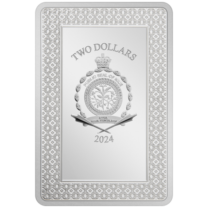 Niue 2024 $2 Tarot Cards The Devil 1oz Silver Coloured Proof Rectangle Coin