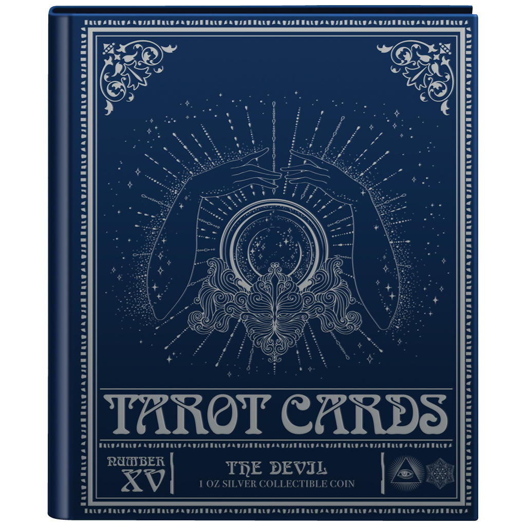 Niue 2024 $2 Tarot Cards The Devil 1oz Silver Coloured Proof Rectangle Coin