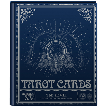 Niue 2024 $2 Tarot Cards The Devil 1oz Silver Coloured Proof Rectangle Coin
