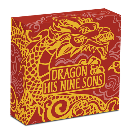 Tuvalu 2015 $5 Dragon and His Nine Sons 5oz Silver Coloured Proof Coin