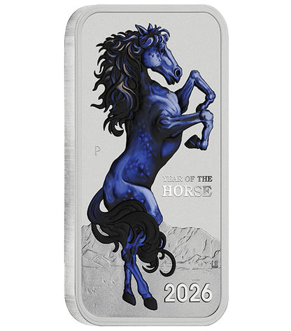 2026 $1 Lunar Year of The Horse 1oz Silver Coloured Rectangle Shaped Coin