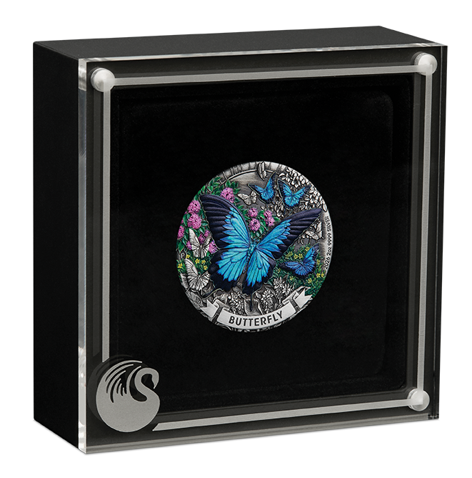2026 $2 Butterfly 2oz Silver Coloured Antiqued Coin