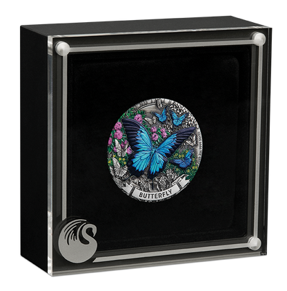 2026 $2 Butterfly 2oz Silver Coloured Antiqued Coin