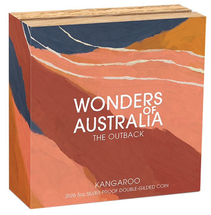 2026 $8 Wonders of Australia The Outback 5oz Silver Double Gilded Proof Coin
