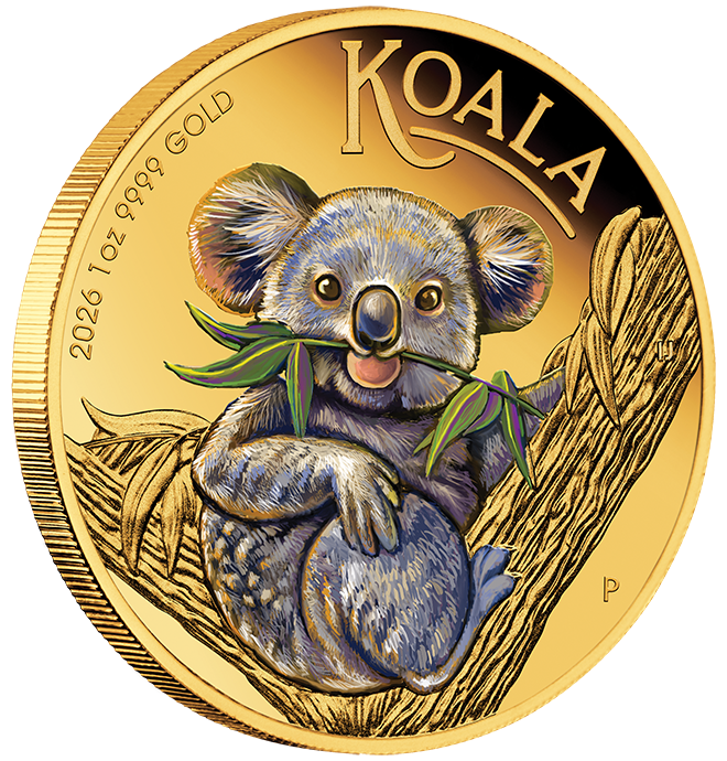 2026 $100 Australian Koala 1oz Gold Coloured Proof Coin