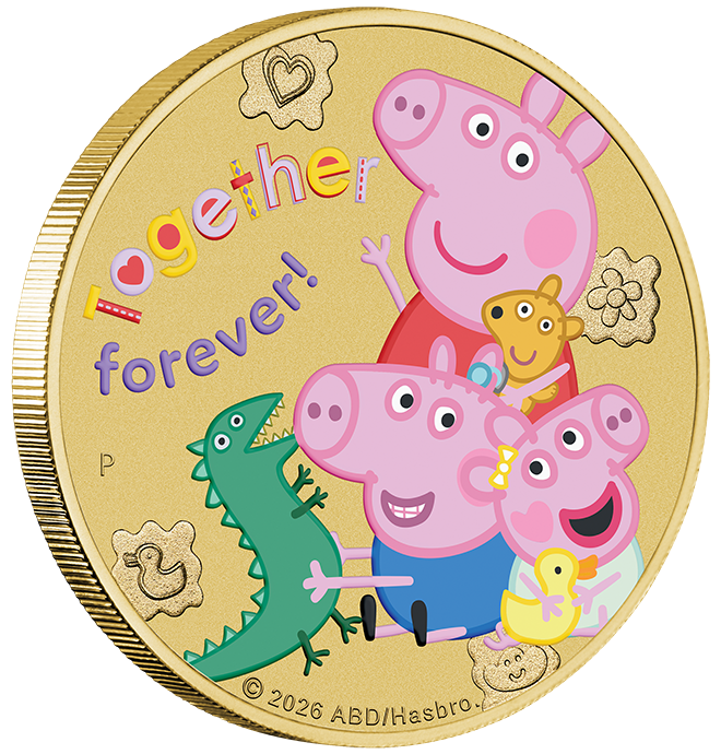 Tuvalu 2026 $1 Peppa Pig Together Forever Coloured Uncirculated Coin